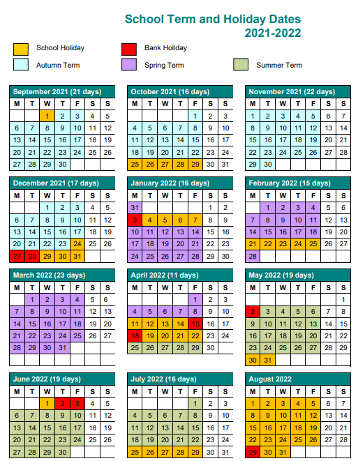 School Holidays 2021 22